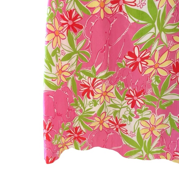 Lilly Pulitzer Pink & Kelly Green Tropical Elephant Sundress Sz- 10 - Picture 9 of 15